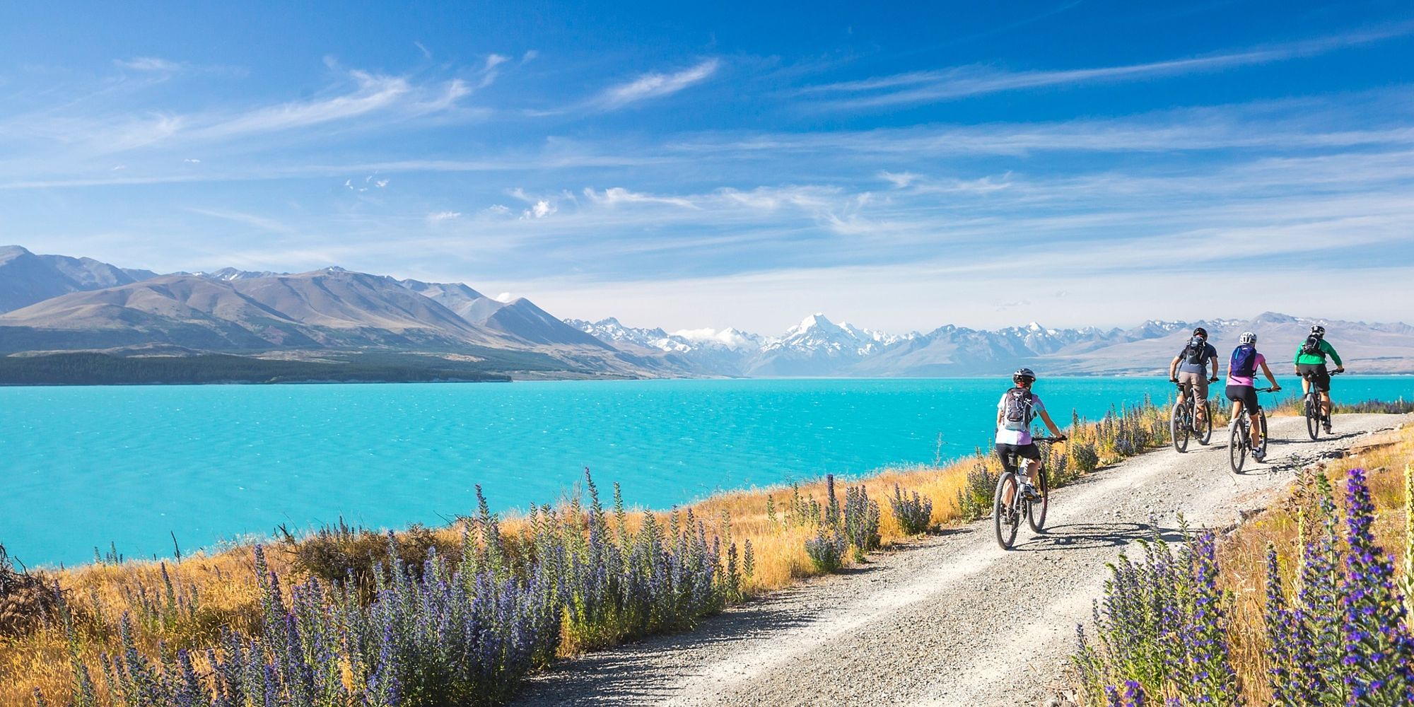 Fietsen bij Lake Pukaki | rondreis nieuw zeeland