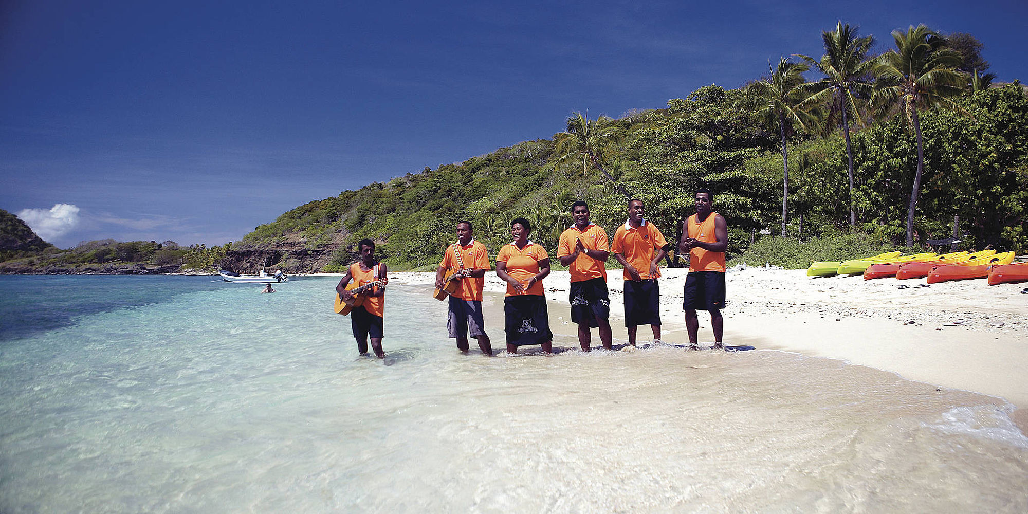 zingende mensen op strand | vakantie fiji