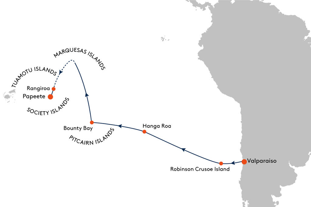 van Valparaiso naar Tahiti met de MS Europa van Valparaiso naar Tahiti met de MS Europa | Cruises Pacific Island Travel