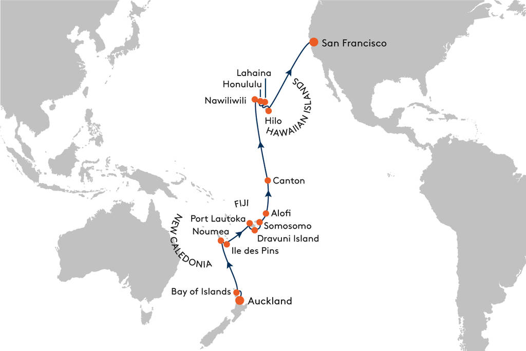 van Auckland naar San Francisco met de MS Europa van Auckland naar San Francisco met de MS Europa | Cruisereizen Pacific Island Travel