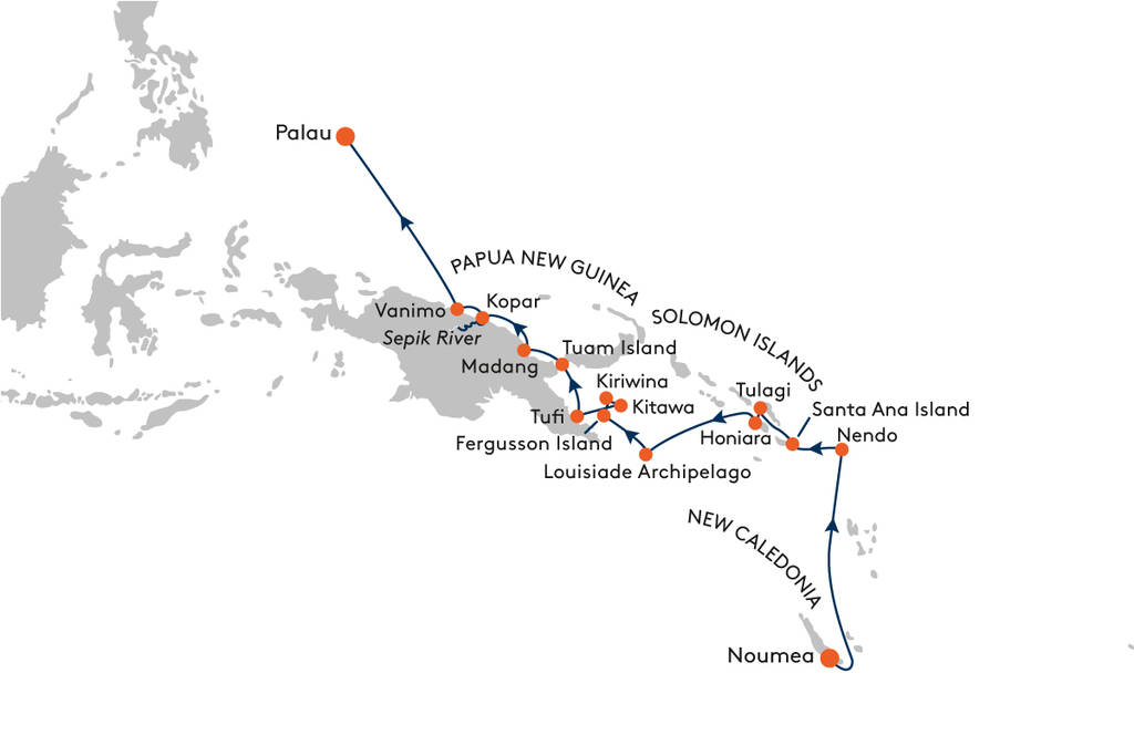 Cruise van Noumea naar Palau Cruise van Noumea naar Palau met HANSEATIC cruises van Hapag Lloyd